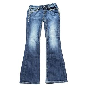 Miss Me Blue Jeans Signature Rise Boot Cut Embellished Design